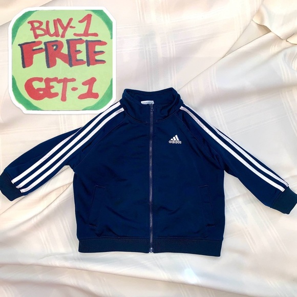 Navy Blue Classic Adidas Track Jacket size 24m - Picture 1 of 5